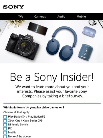 Sony Electronics Email Design Thumbnail Preview