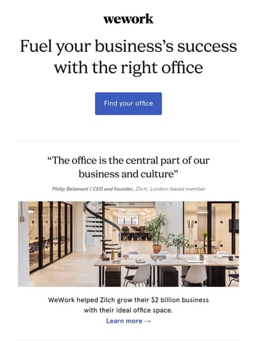 WeWork Email Design Thumbnail Preview
