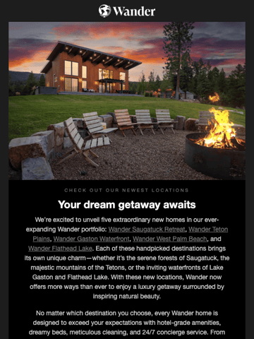 “Wander.com” Email Design Thumbnail Preview