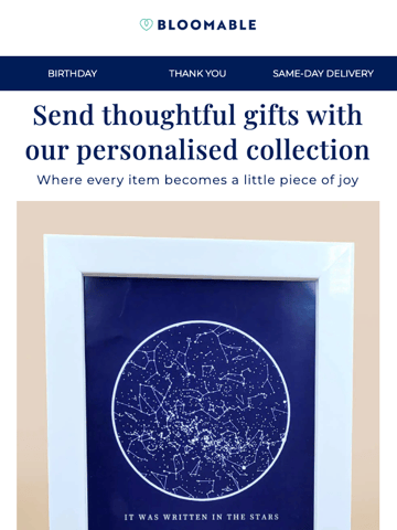 Bloomable Product Personalisation Email Design Thumbnail Preview