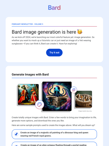 Google Bard Product Update Email Design Thumbnail Preview