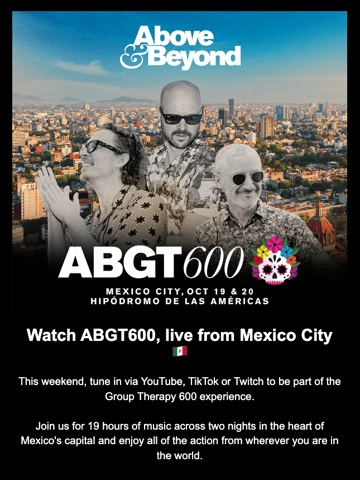 Above & Beyond Event Announcement Email Design Thumbnail Preview
