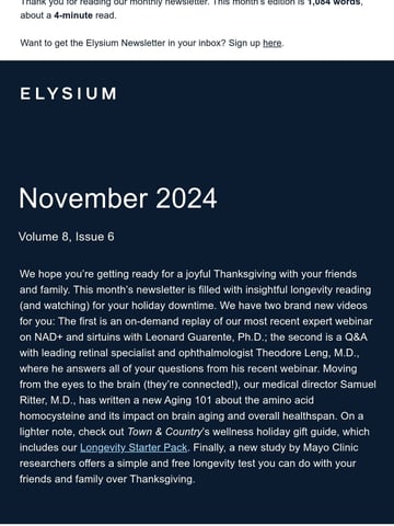 Elysium Health Email Design Thumbnail Preview