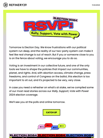 Refinery29 Election Email Design Thumbnail Preview