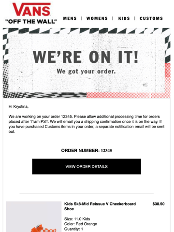Vans Email Design Thumbnail Preview