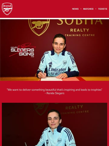 Arsenal Football Club Email Design Thumbnail Preview