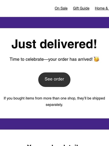 Etsy Shipping Notifications Email Design Thumbnail Preview