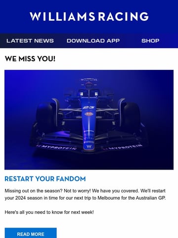 Williams Racing Email Design Thumbnail Preview