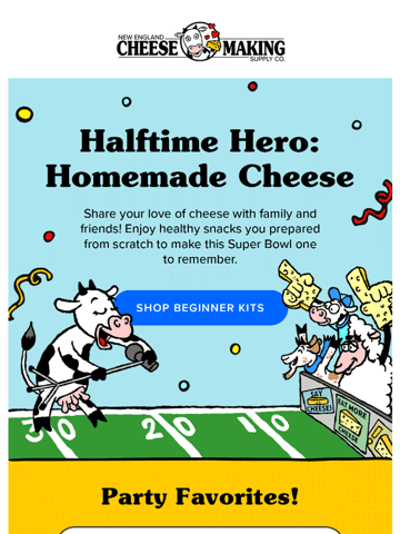 New England Cheese Company Super Bowl Email Design Thumbnail Preview