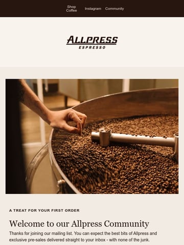 Email Inspiration from Allpress Espresso New Zealand Thumbnail Preview