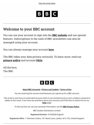 Email Inspiration from BBC Account Thumbnail Preview