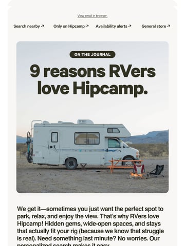 Email Inspiration from Hipcamp Thumbnail Preview