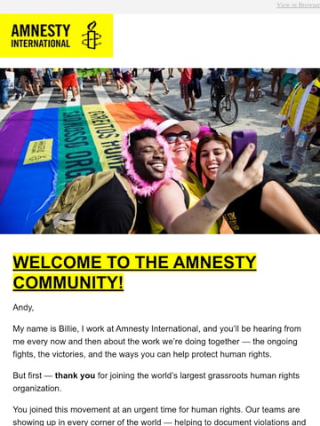 Email Inspiration from Billie for Amnesty Thumbnail Preview