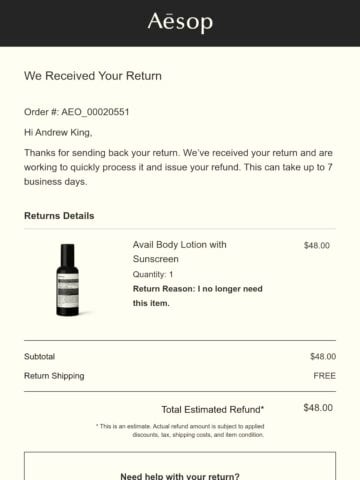 Email Inspiration from Aesop Thumbnail Preview