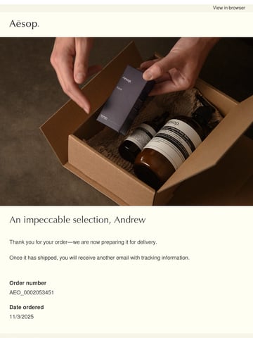 Email Inspiration from Aesop Thumbnail Preview