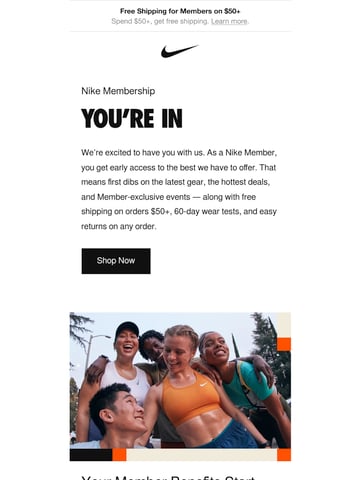 Nike Welcome Email Thumbnail Preview