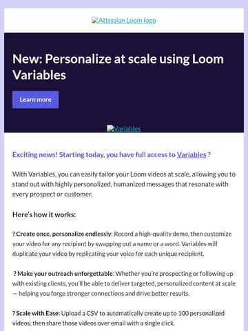 The Loom Team Email Design Thumbnail Preview