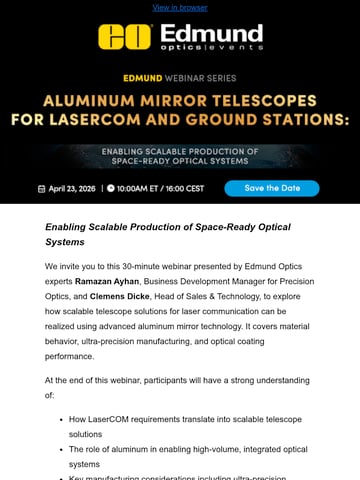 Email Inspiration from Edmund Optics Events Thumbnail Preview