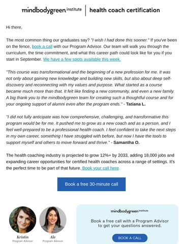 Email Inspiration from mbg Health Coaching Thumbnail Preview
