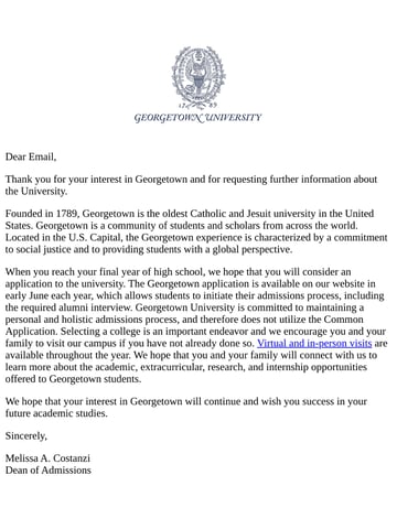 Email Inspiration from Georgetown Undergraduate Admissions Thumbnail Preview