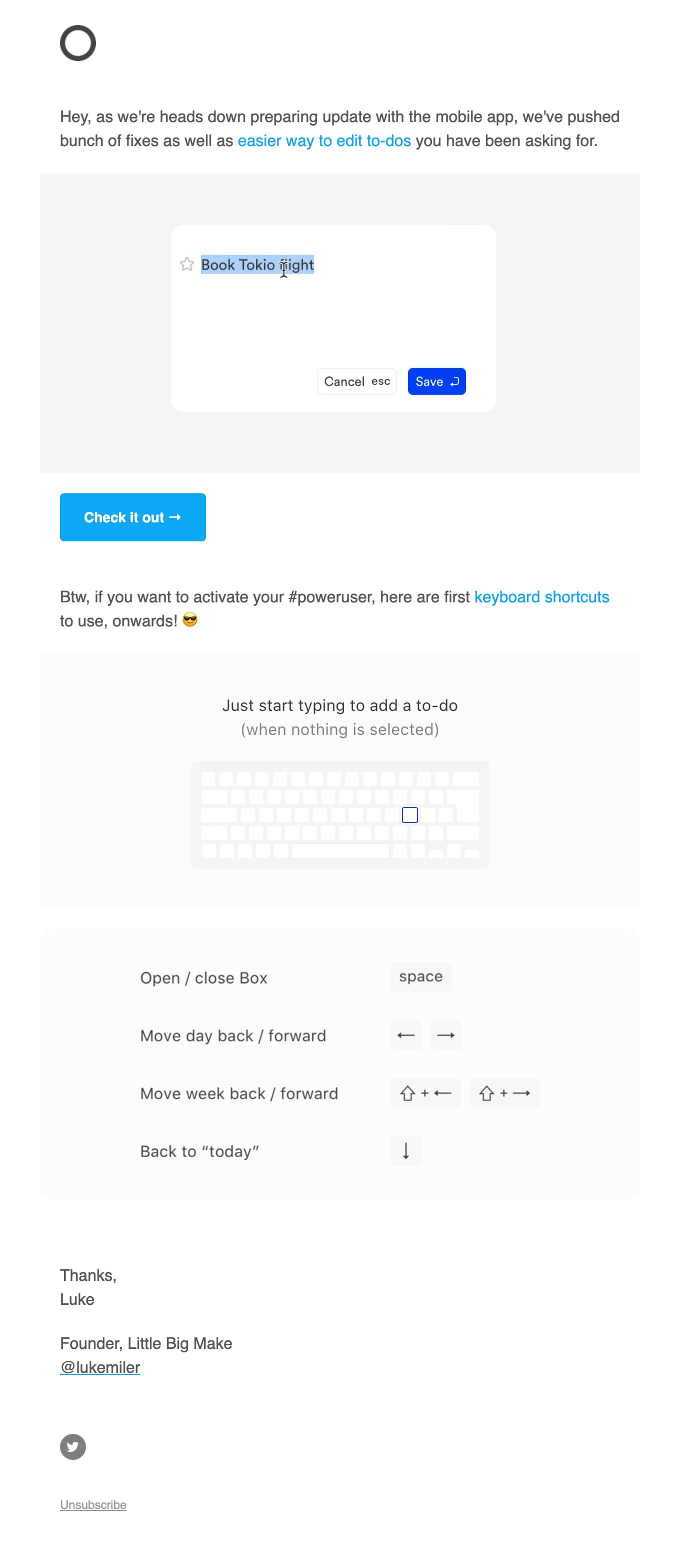 Better edit, keyboard shortcuts and more Email Screenshot