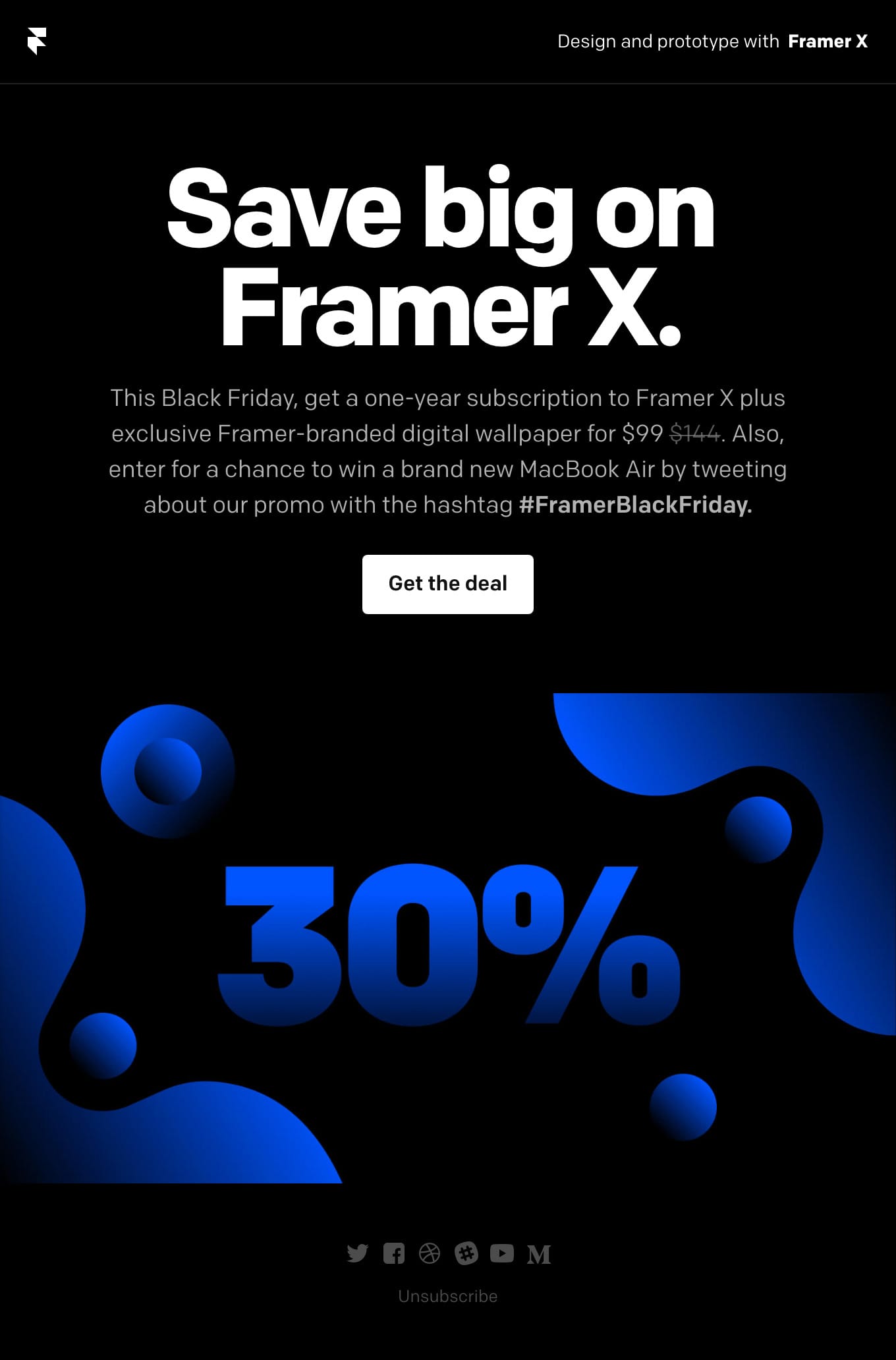 Black Friday: Save 30% on Framer X and get a Framer-branded wallpaper set Email Screenshot