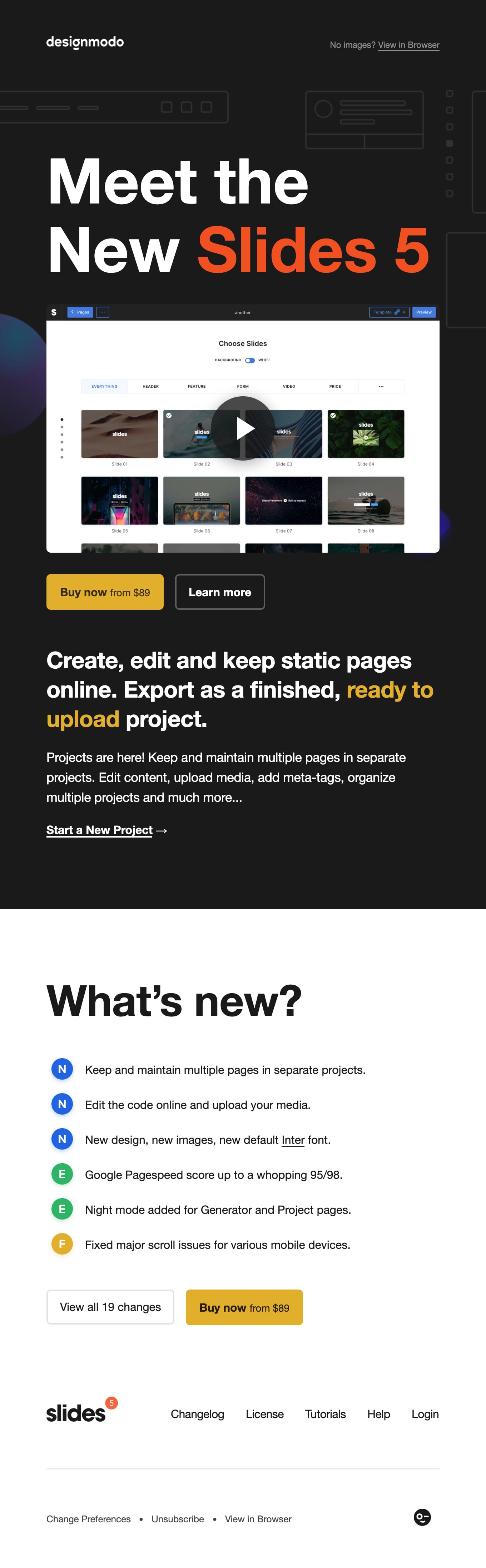 Slides 5 is Here! Create projects, edit the code online.. Email Screenshot
