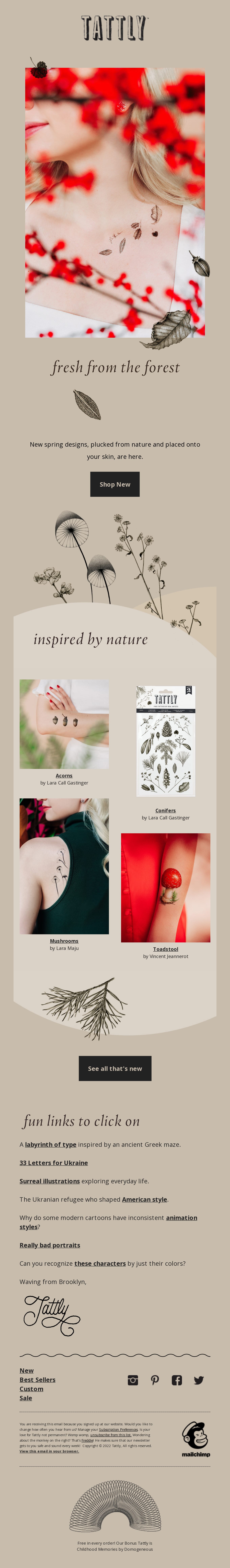 New Tattly Forest Finds Email Screenshot