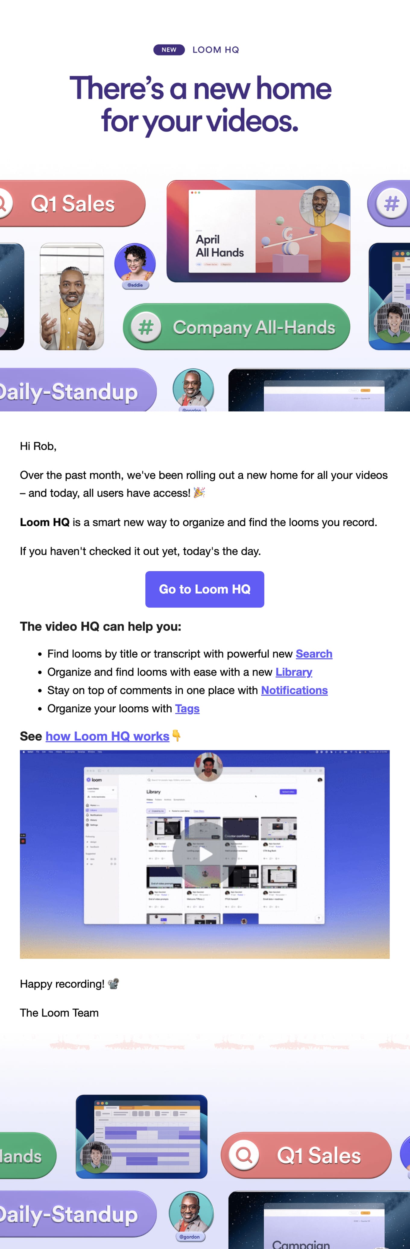 Today’s the day – checkout Loom… Email Screenshot