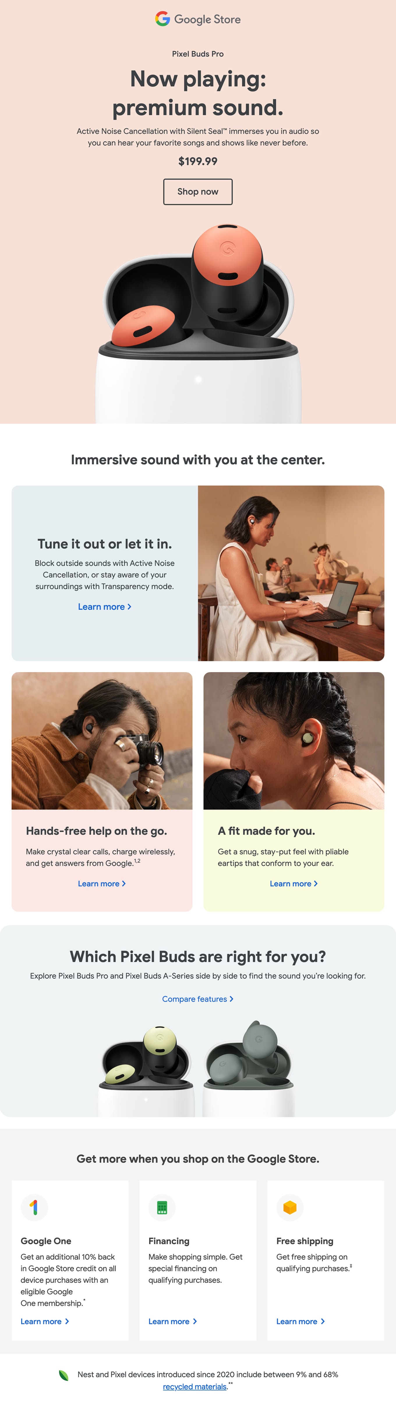 Press play on the new Pixel Buds Pro Email Screenshot